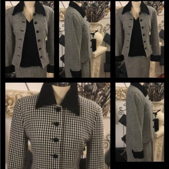 Circa 1990 Vintage tailored A-Line Herringbone Skirt from Doncaster - Picture 3 of 9